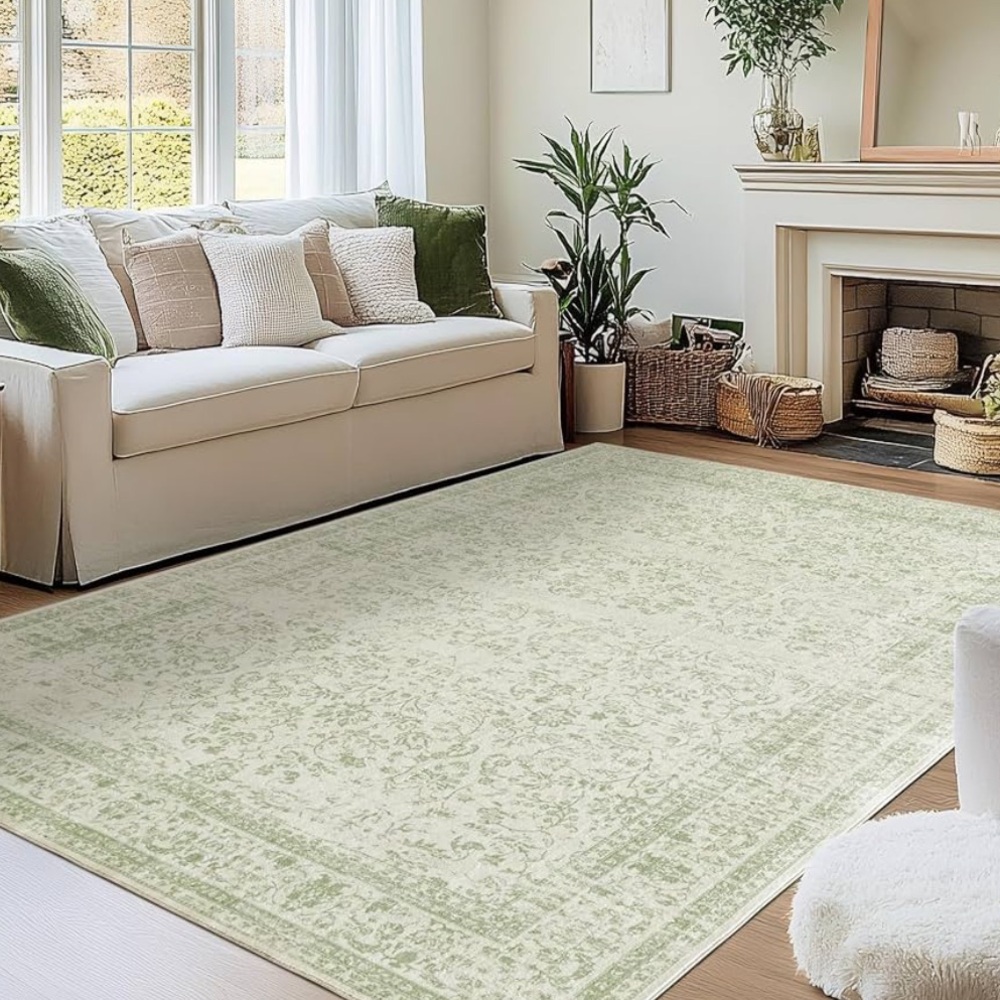 Elegant Sage Green Area Rug 5’x7’